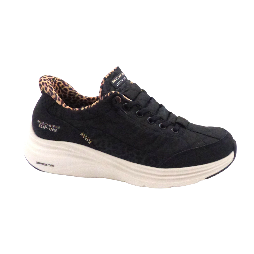 BASKET NOIR LEOPARD SKECHERS